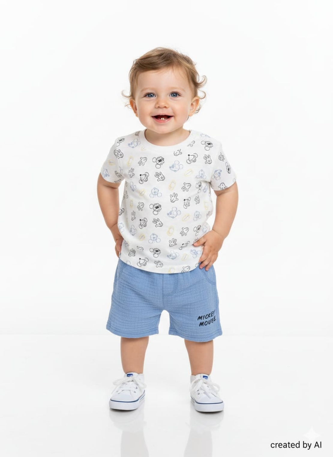 חליפה DELTA קיץ 3-24M תינוקות בנים מיקי מאוס לבן