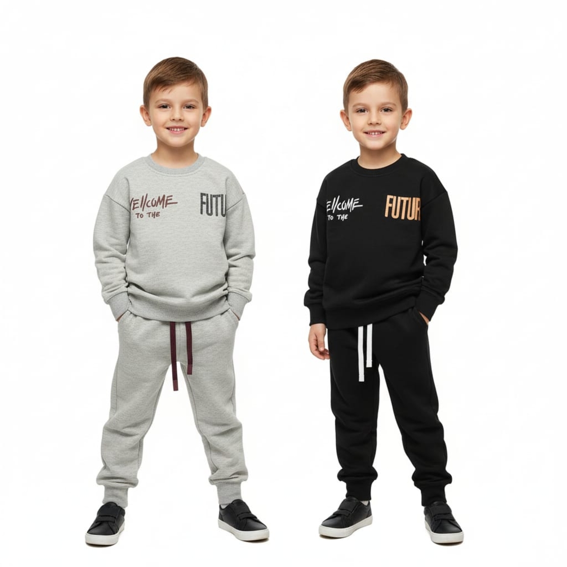 חליפה פוטר מדוגמת 2-8 בנים (שחור/אפור/כחול/מנטה)