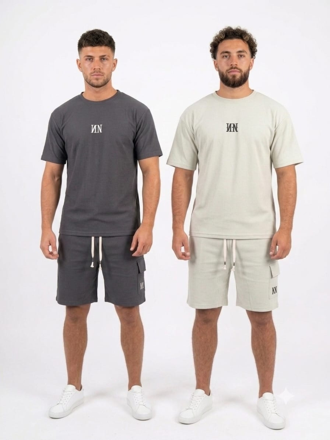 חליפה קיץ מדוגמת S-XXL (אפור/ירוק)