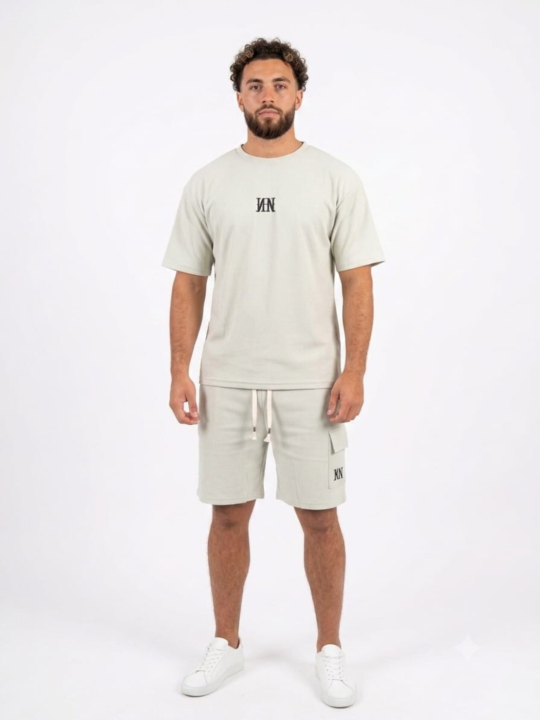 חליפה קיץ מדוגמת S-XXL (אפור/ירוק)