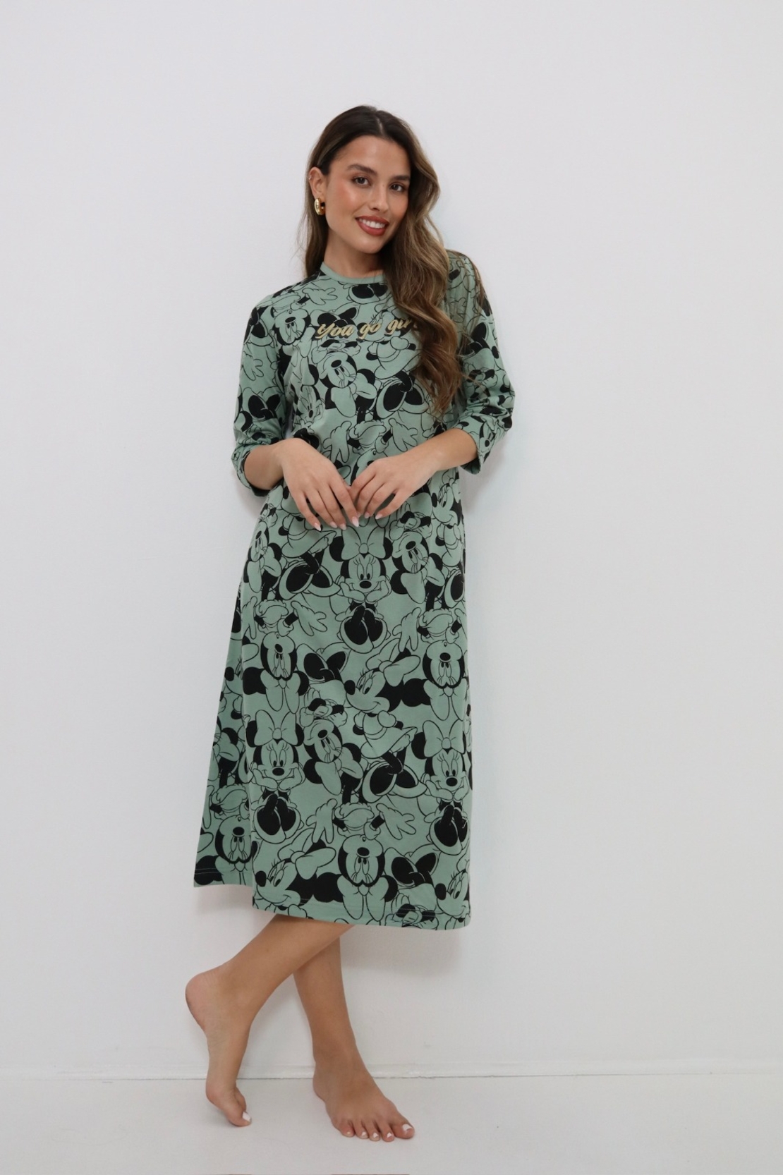 כותונת DELTA נשים (S-XL) מיקי מאוס ירוק