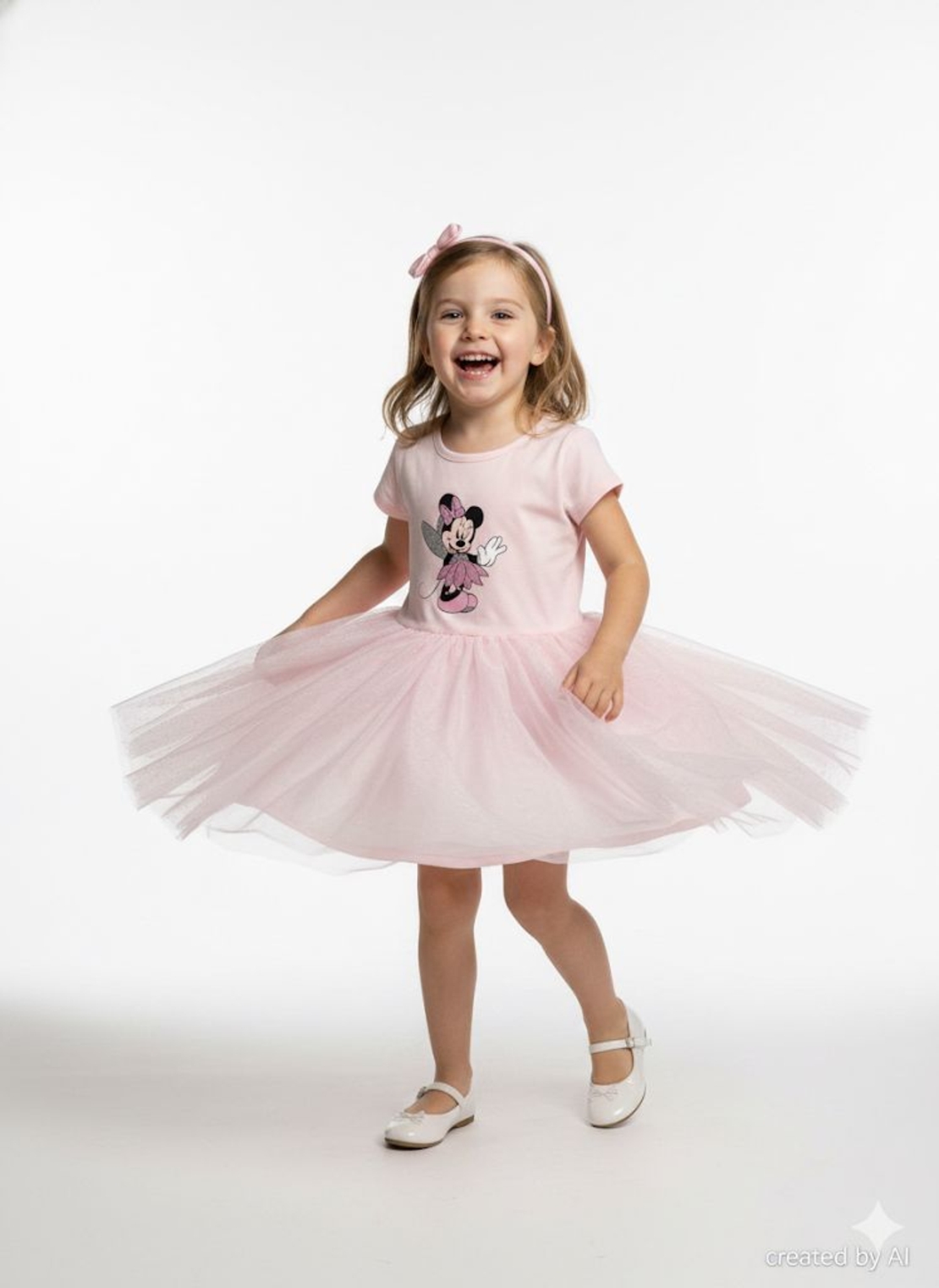 שמלה שילוב טול DELTA קיץ 2-8 בנות מיני מאוס ורוד