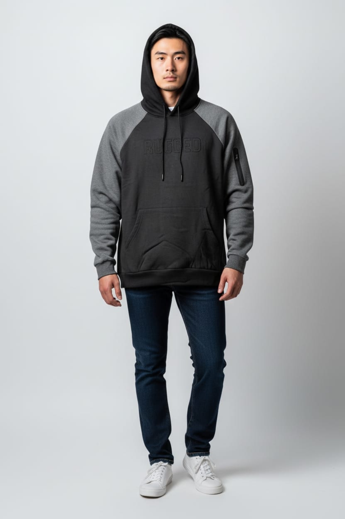 קפוצ'ון פוטר קנגרו S-XXL גבר (כחול/שחור)