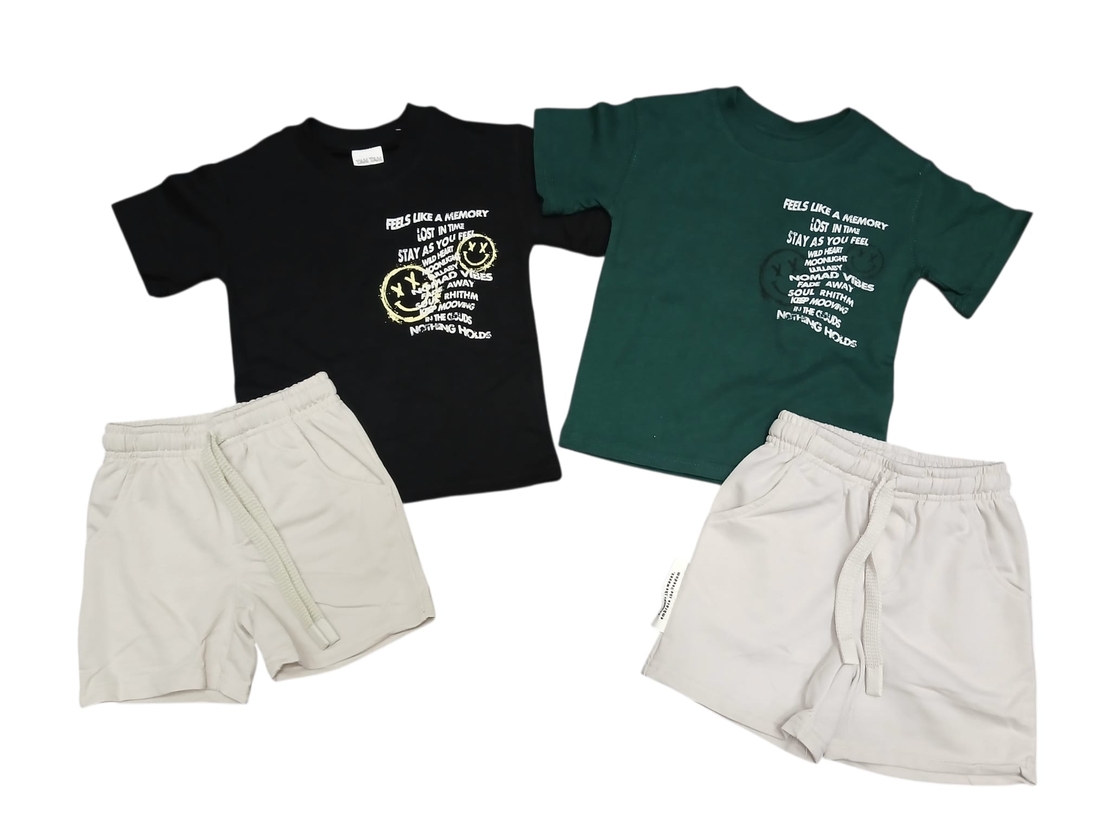 חליפה קיץ מדוגמת 2-10 בנים (ירוק/שחור)