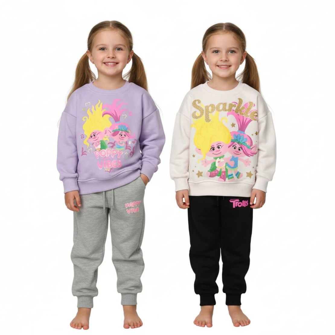 חליפה פוטר בנות 2-8 טרולים (סגול/ורוד בהיר)