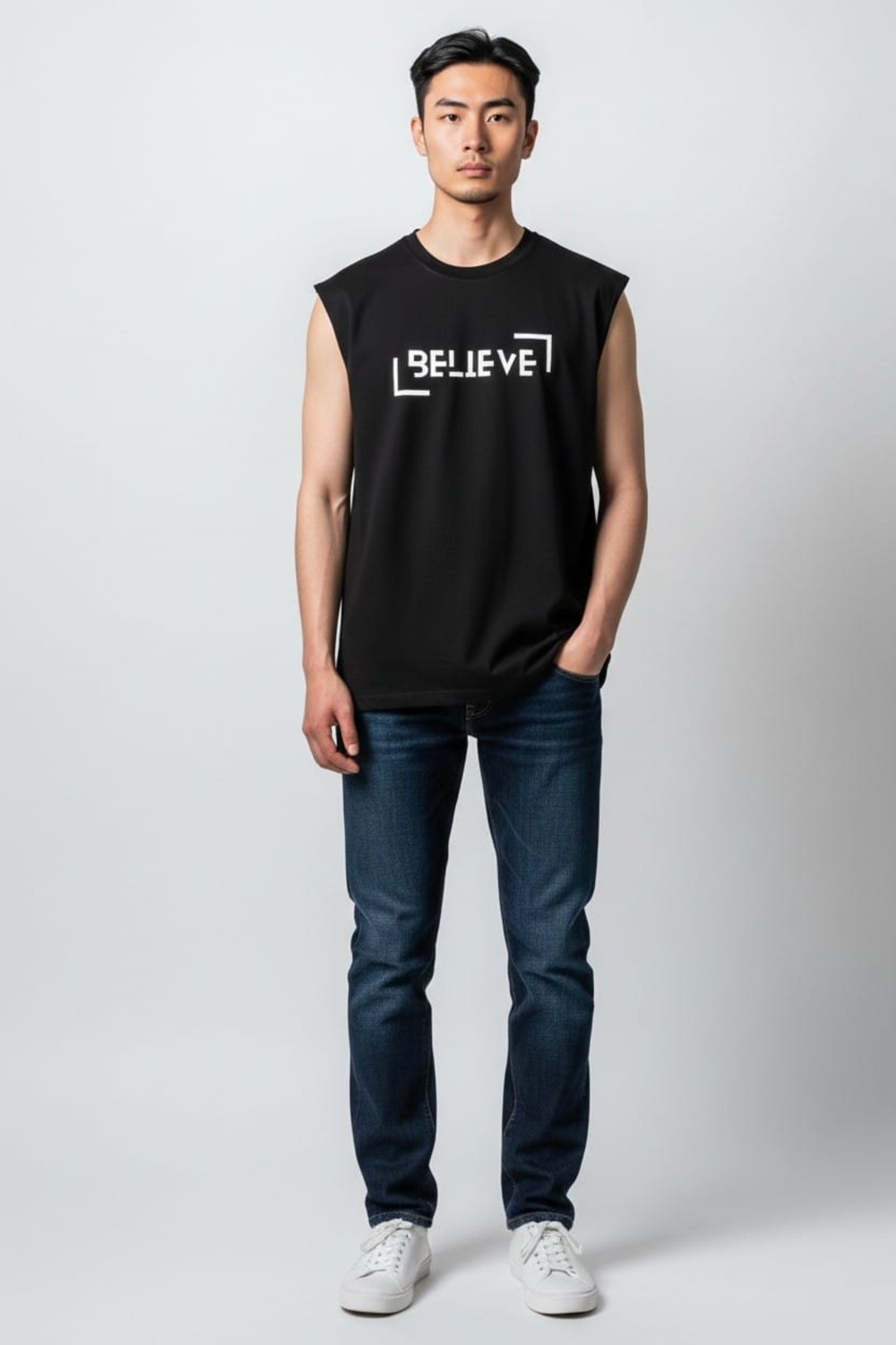 חולצה ללא שרוול 100% כותנה M-XXL גבר (שחור)