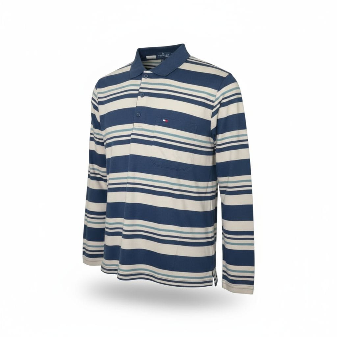 חולצה פולו שרוול ארוך פסים M-XXL גבר