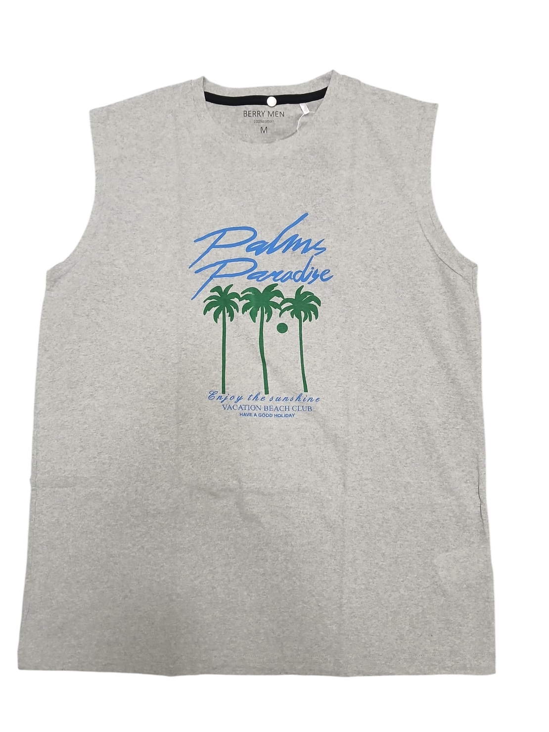 חולצה ללא שרוול 100% כותנה M-XXL גבר (אפור)