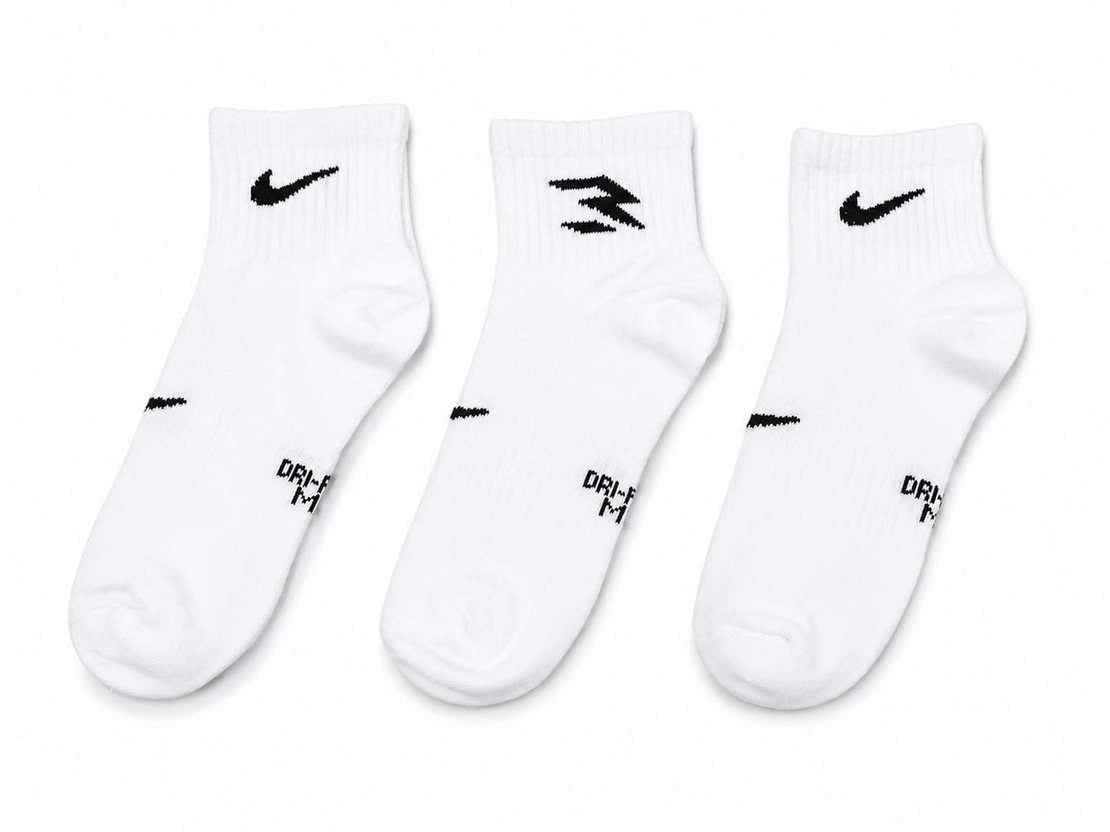 מארז 3 זוגות גרבי רבע NIKE גבר (37-40) לבן