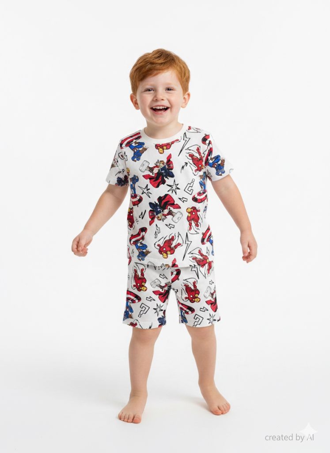 פיג'מה DELTA קיץ 2-10 בנים מארוול שמנת