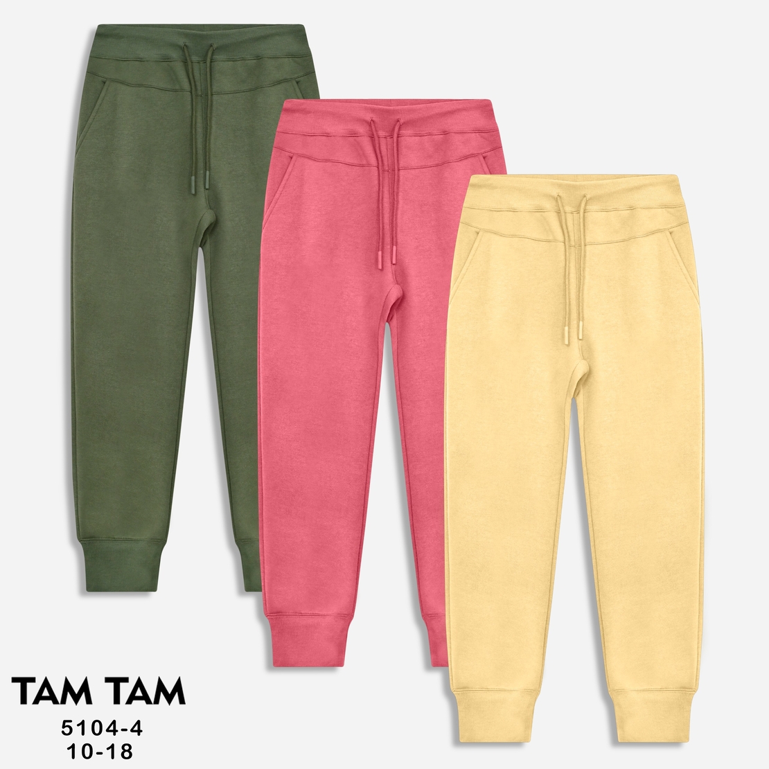 מכנס פוטר 10-18 בנות (ירוק זית/ורוד/צהוב)