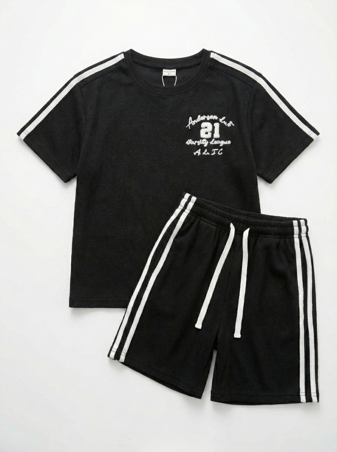 חליפה קיץ מדוגמת בד ריב 12-18 בנים (ירוק/אופוויט/שחור)