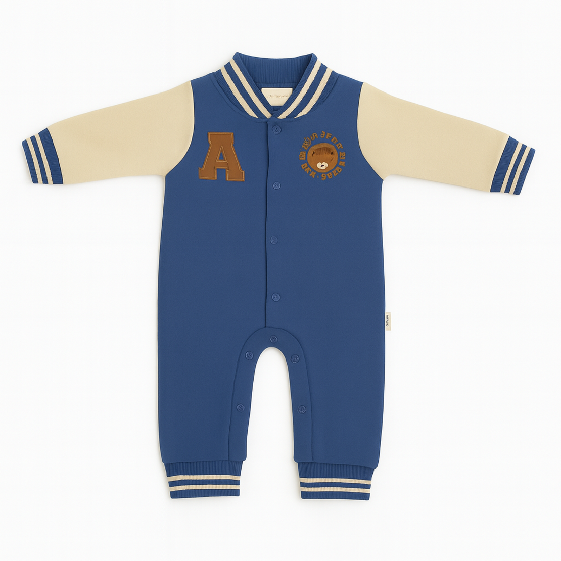 סט 2 חלקים אוברול וגרביים 0-9M תינוקות בנים כחול)