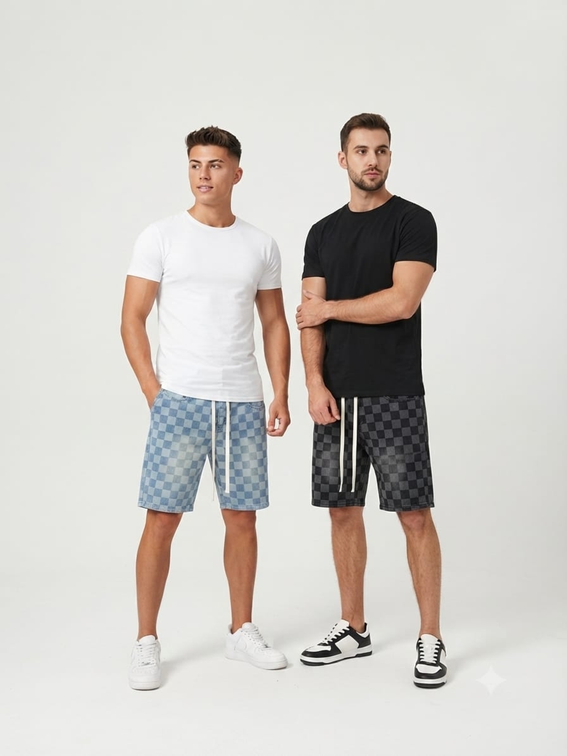 ג'ינס מדוגם S-XXL גבר (שחור/כחול) משבצות