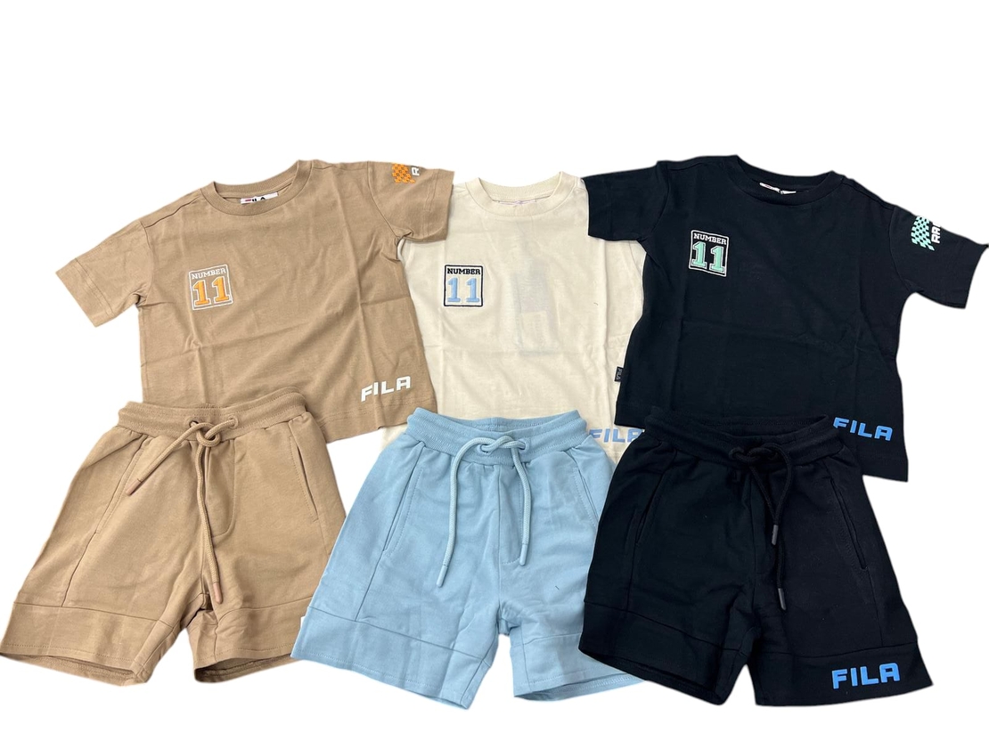 חליפה קיץ FILA מדוגמת 6-24M תינוקות בנים (שחור/אופוויט/חום)