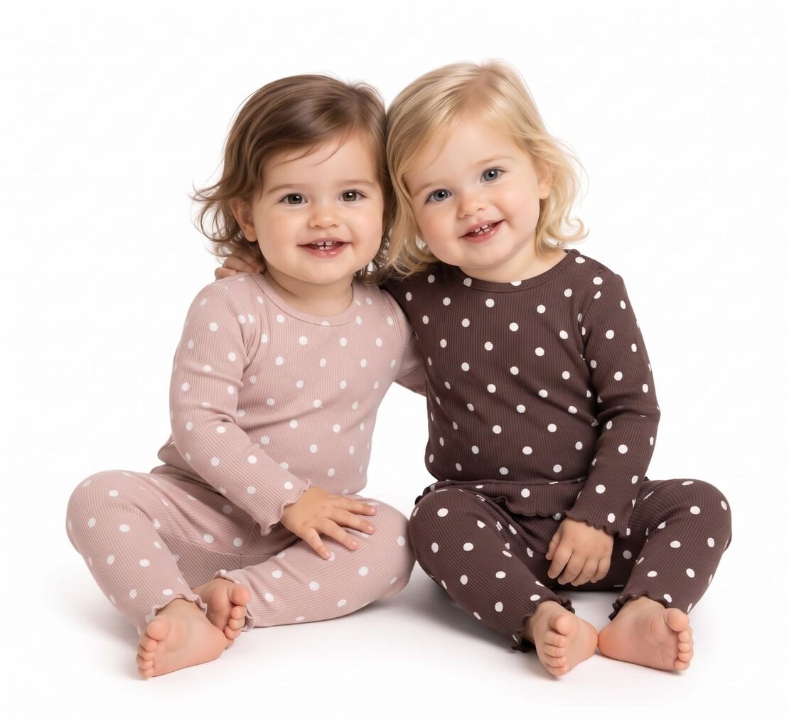 פיג'מה מעבר מדוגמת 6-24M תינוקות בנות (ורוד/חום)