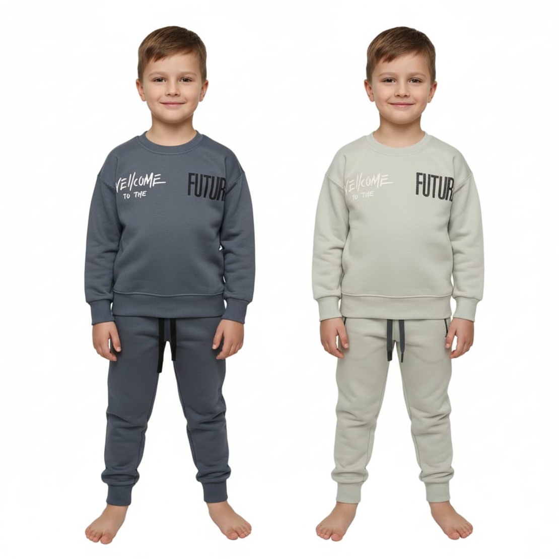 חליפה פוטר מדוגמת 2-8 בנים (שחור/אפור/כחול/מנטה)