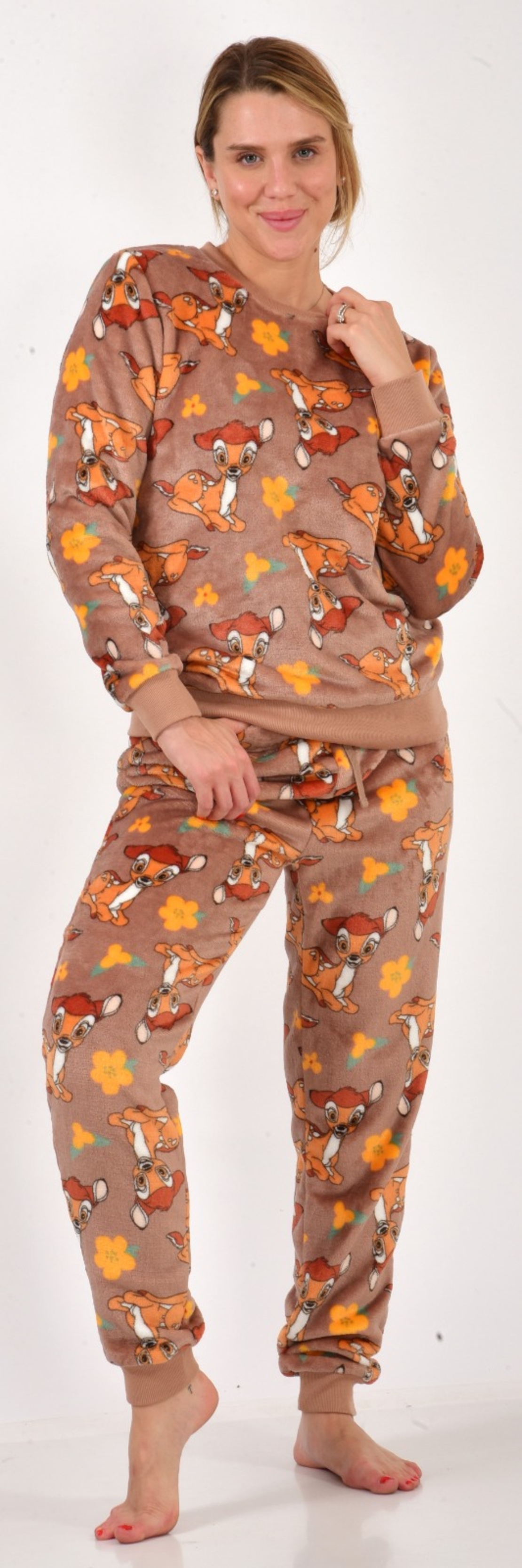 פיג'מה פלאפי DELTA נשים S-XL במבי חום