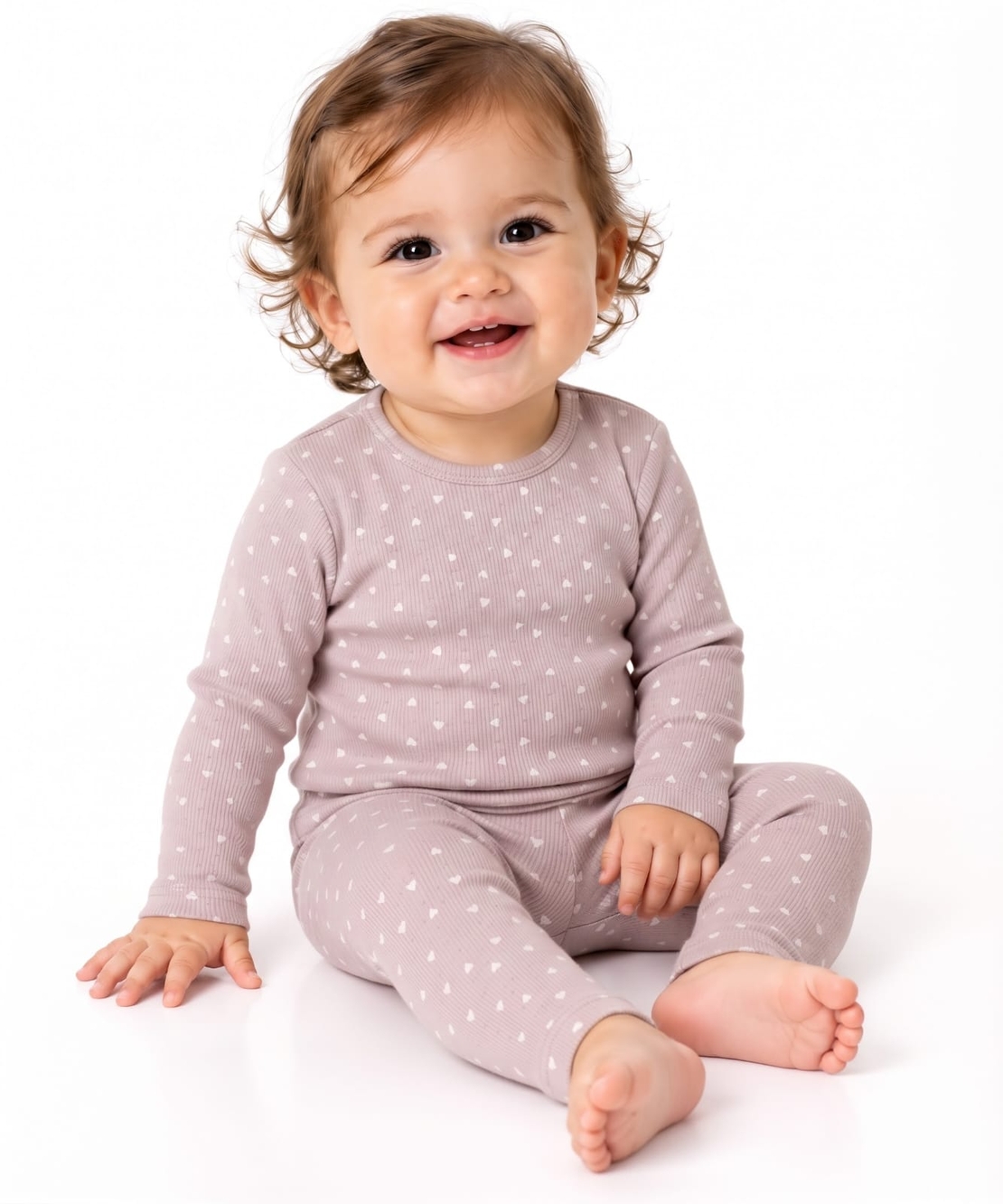 פיג'מה מעבר מדוגמת 6-24M תינוקות בנות (לבן/סגול)