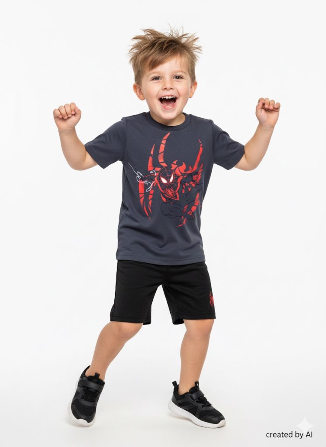 חליפה DELTA קיץ 2-10 בנים ספיידרמן אפור כהה