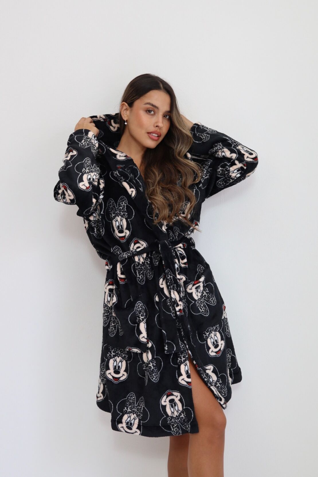 חלוק פלאפי DELTA נשים S-XL מיני מאוס שחור מנומר