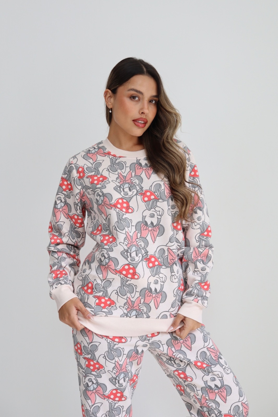 פיג'מה פוטר DELTA נשים XS-XL מיני מאוס ורוד בהיר