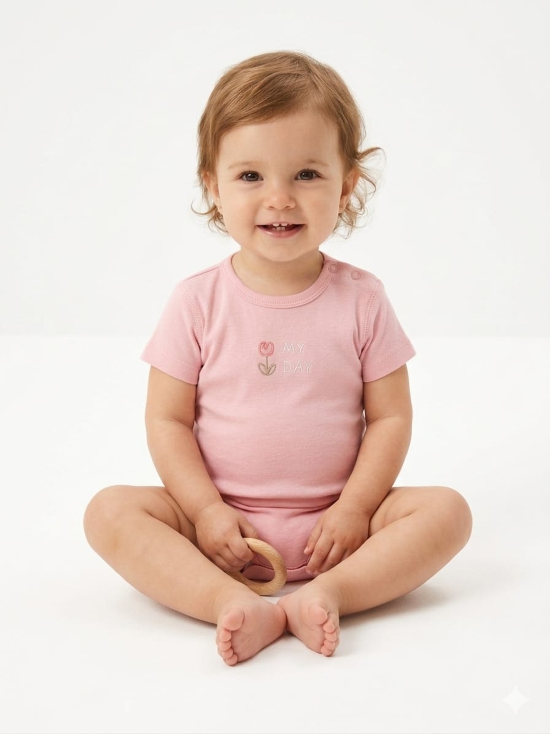 בגד גוף קיץ מדוגם 3-24M בנות (ורוד/לבן/אופוויט)