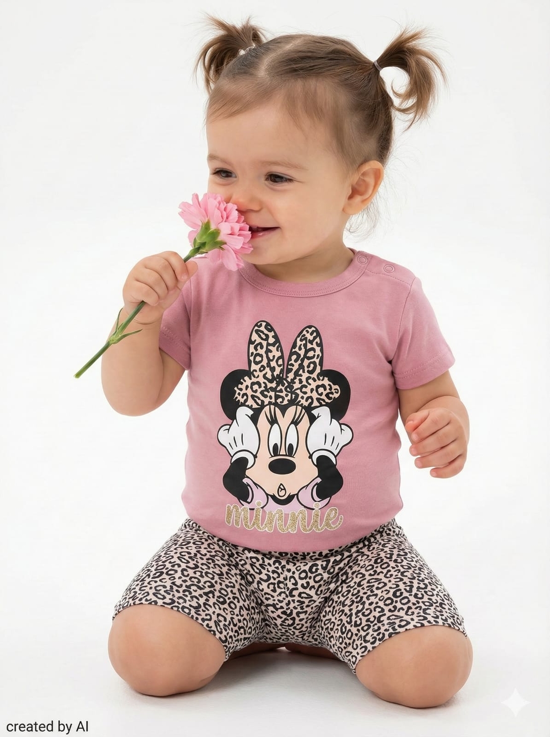 חליפה בגד גוף DELTA קיץ 3-24M תינוקות בנות מיני מאוס ורוד