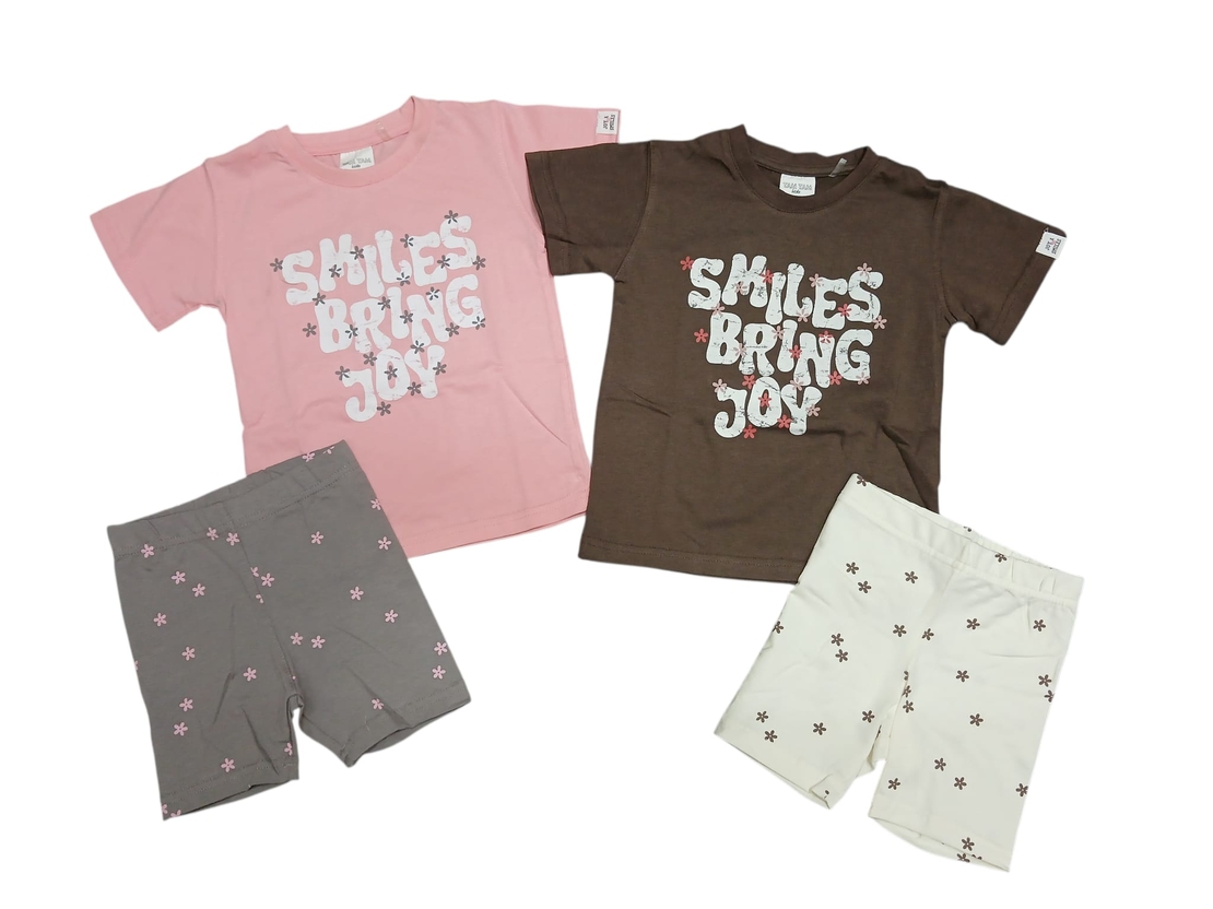 חליפה קיץ מדוגמת 2-8 בנות (חום/ורוד)