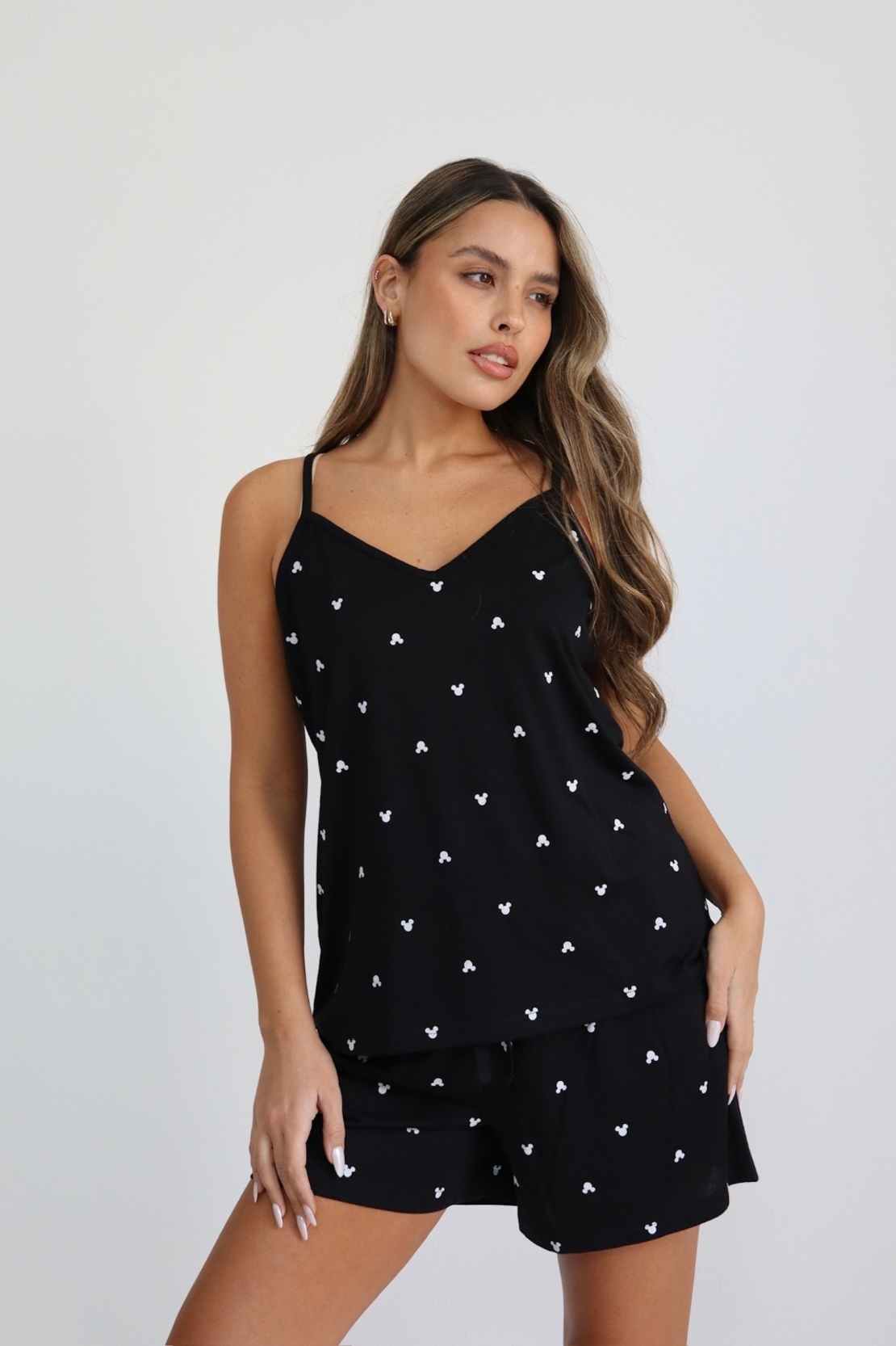 פיג'מה DELTA מכנס גופיה קיץ S-XL נשים מיקי מאוס שחור