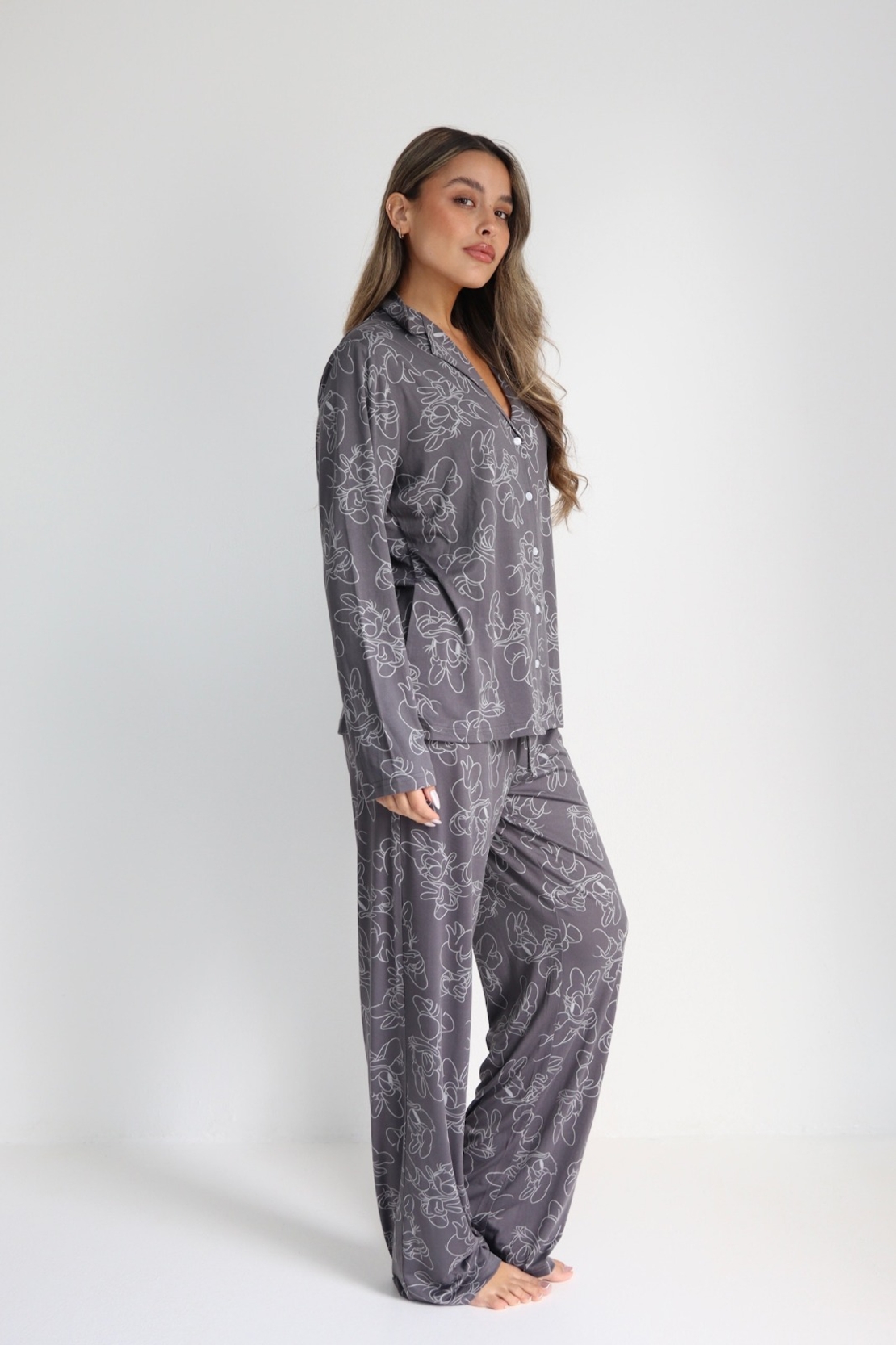 פיג'מה DELTA מעבר מכופתרת S-XL נשים דייזי אפור