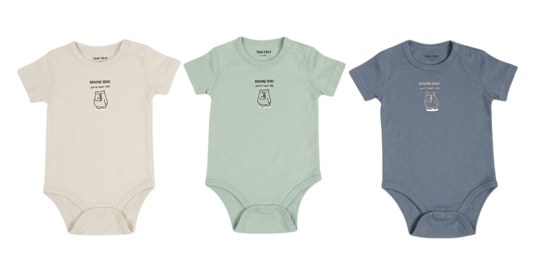 בגד גוף קיץ מדוגם 3-24M תינוקות בנים (ירוק/כחול/אופוויט)