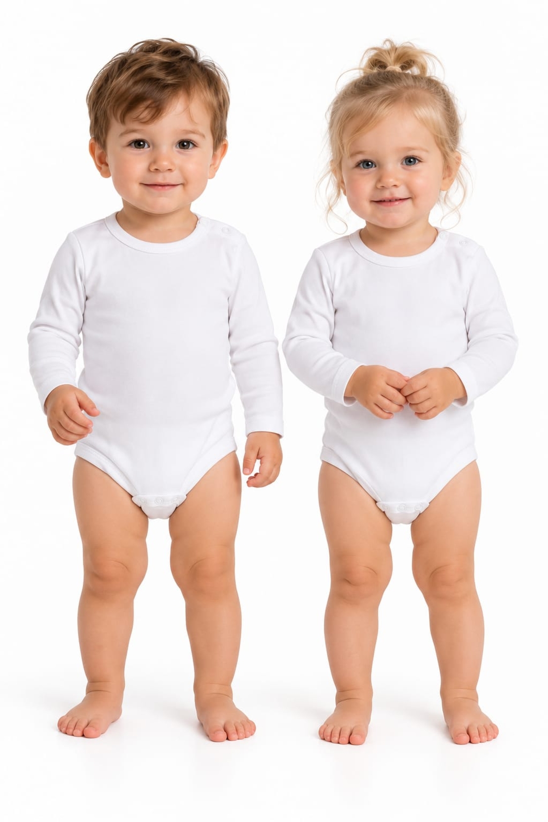 מארז 2 יחידות בגד גוף פלנל 100% כותנה 0-24M תינוקות (לבן)