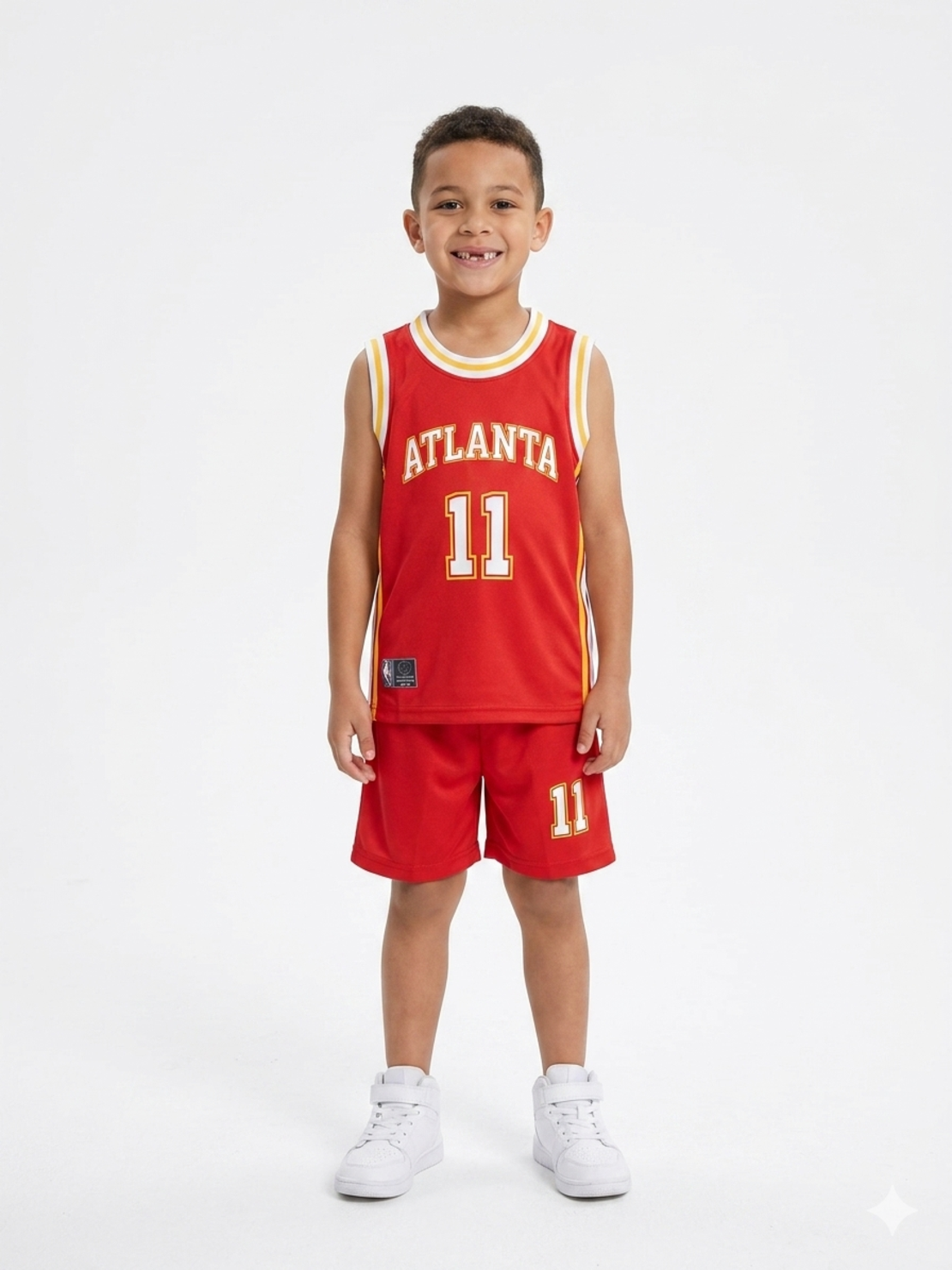 חליפה כדורסל מדוגמת 4-14 בנים (אדום)