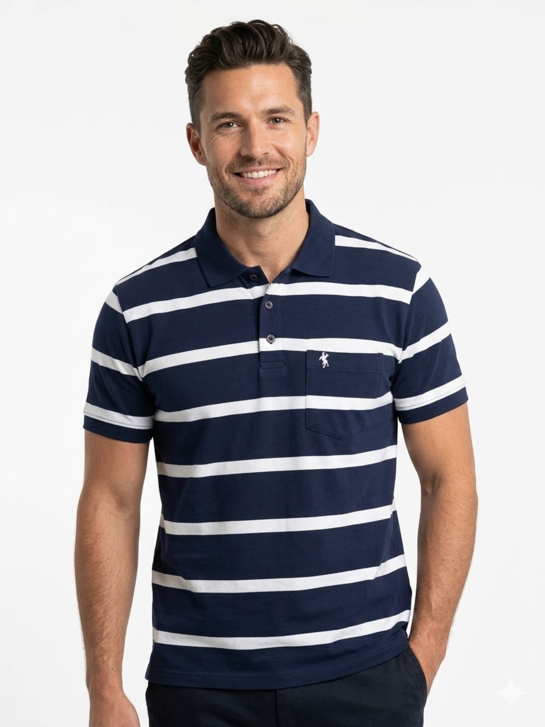 חולצה פולו פסים גבר M-3XL (כחול)