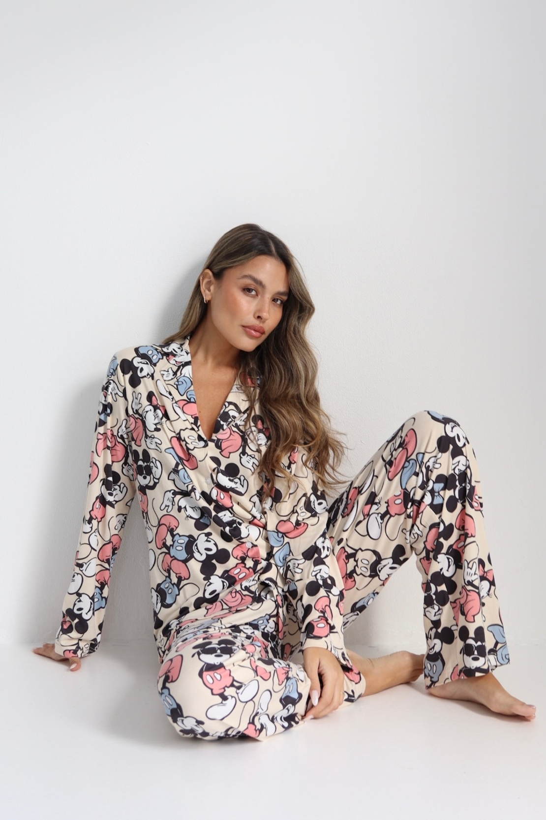 פיג'מה DELTA מעבר מכופתרת S-XL נשים מיקי מאוס