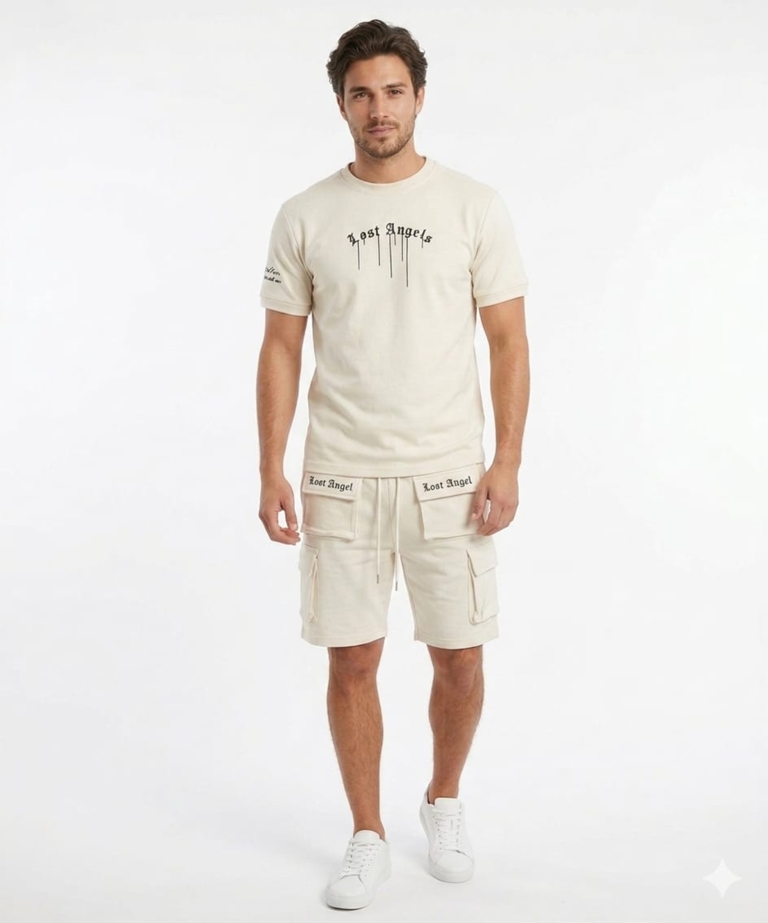 חליפה קיץ מדוגמת S-XXL גבר (אפור/שחור/שמנת)