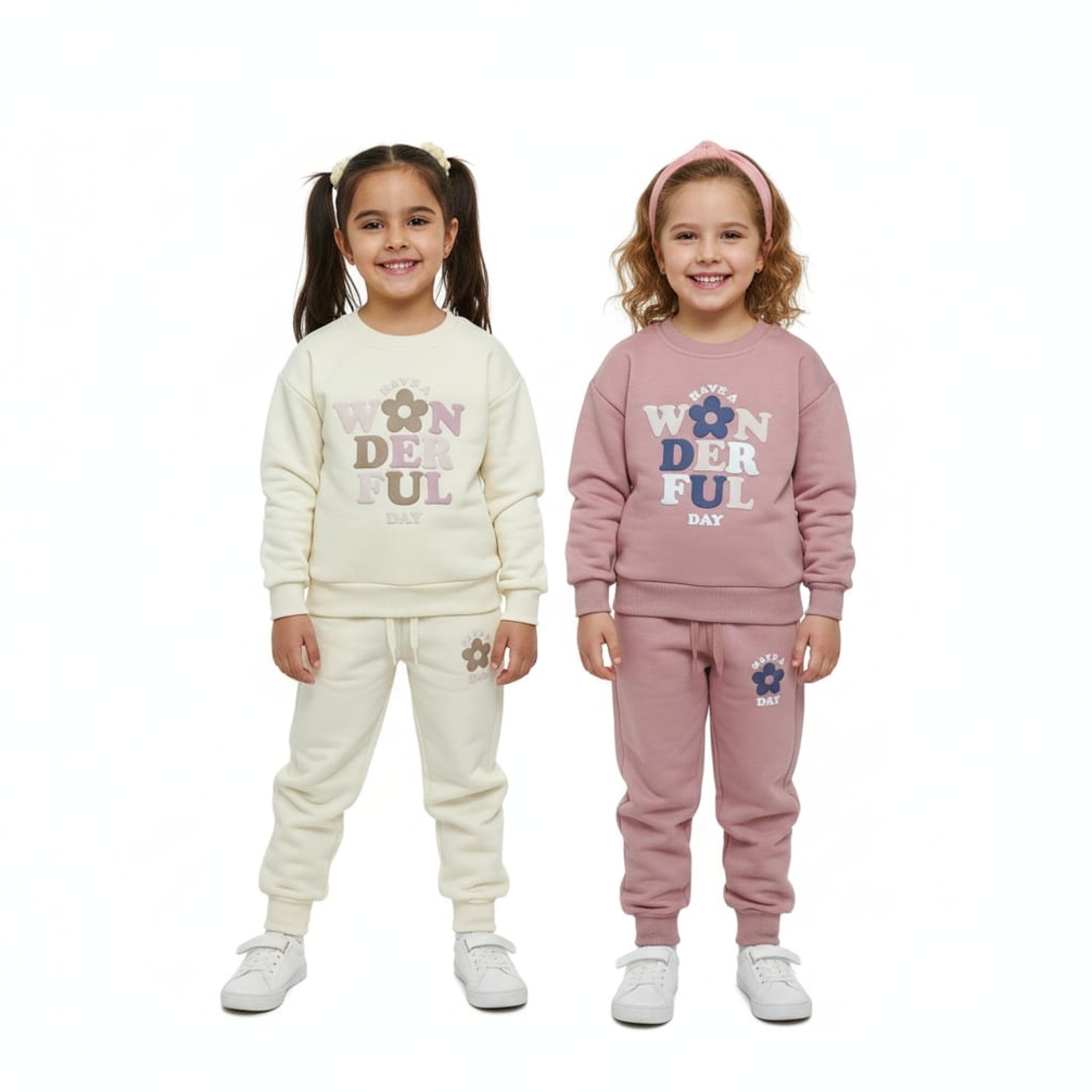 חליפה פוטר מדוגמת 2-8 בנות (ורוד/שמנת/ורוד בהיר/אפור)