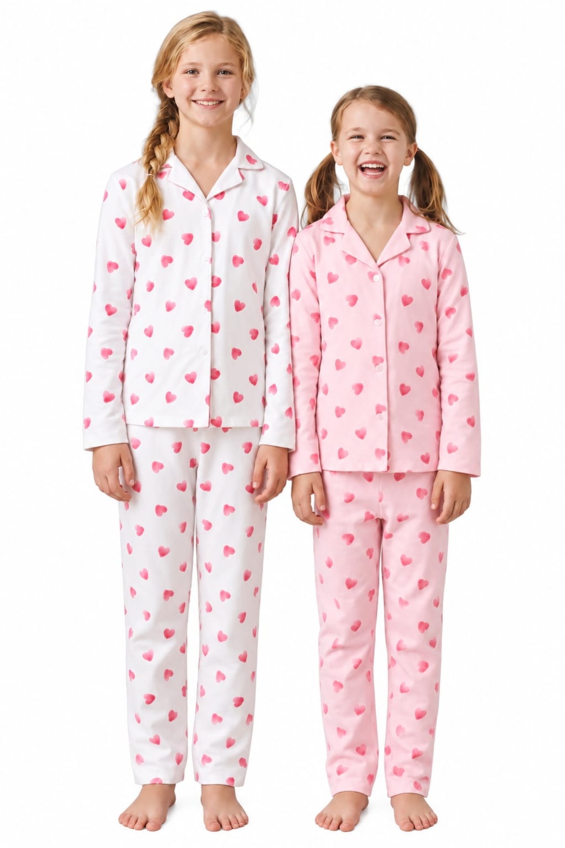 פיג'מה מעבר PINK מכופתרת 12-18 בנות (ורוד/לבן)