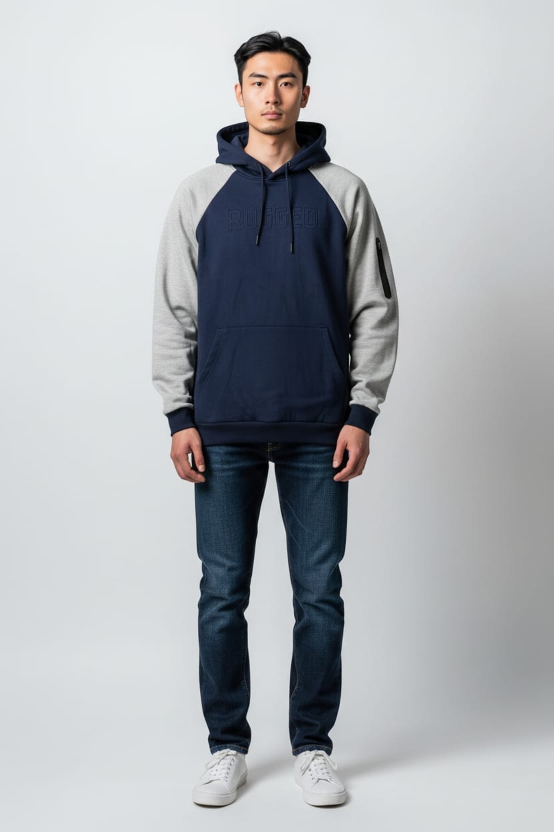 קפוצ'ון פוטר קנגרו S-XXL גבר (כחול/שחור)