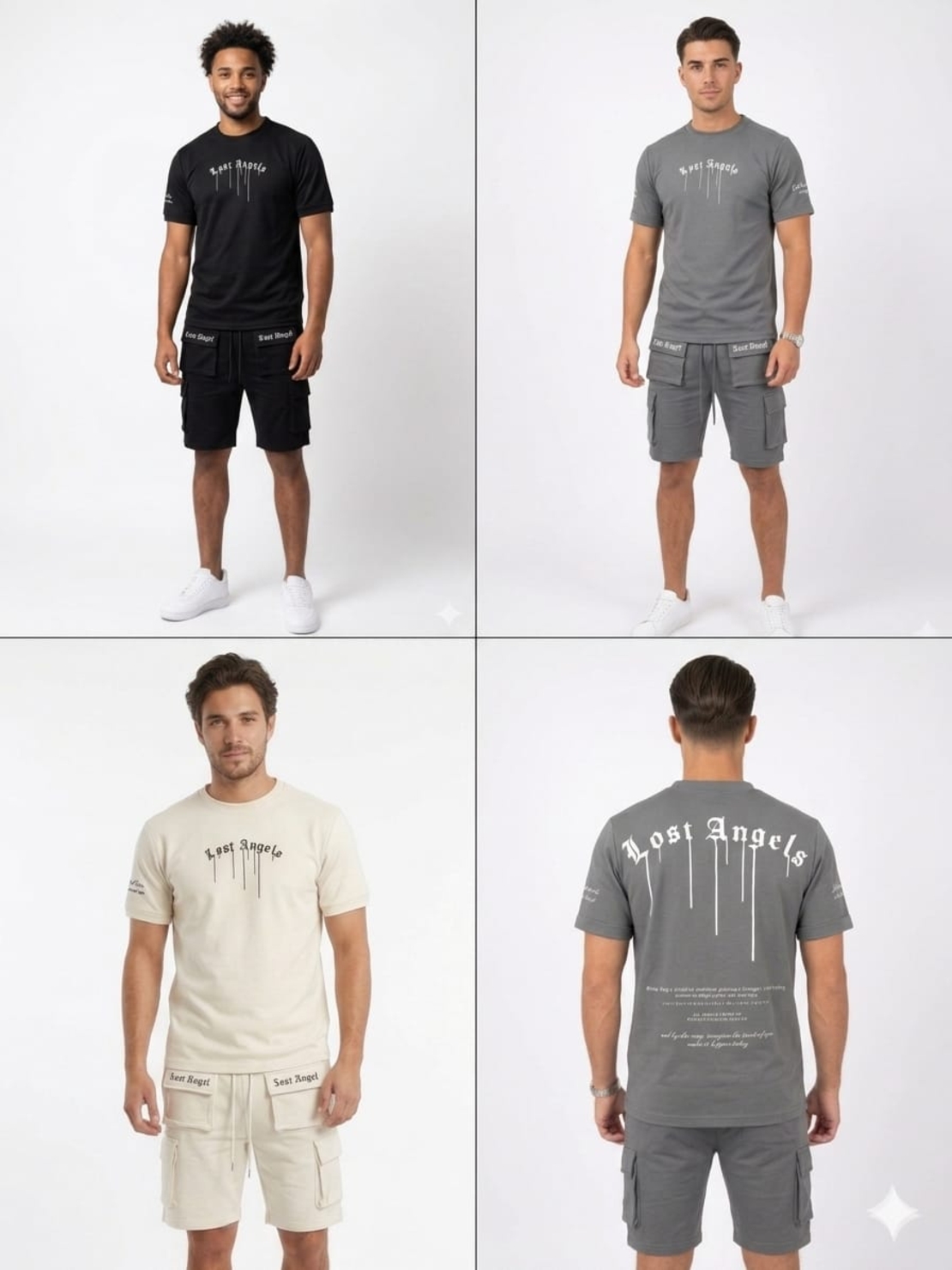 חליפה קיץ מדוגמת S-XXL גבר (אפור/שחור/שמנת)