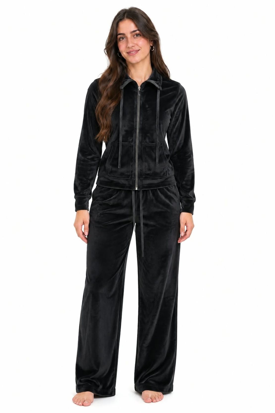 חליפה פיג'מה קטיפה INTIMA נשים S-XXL שחור