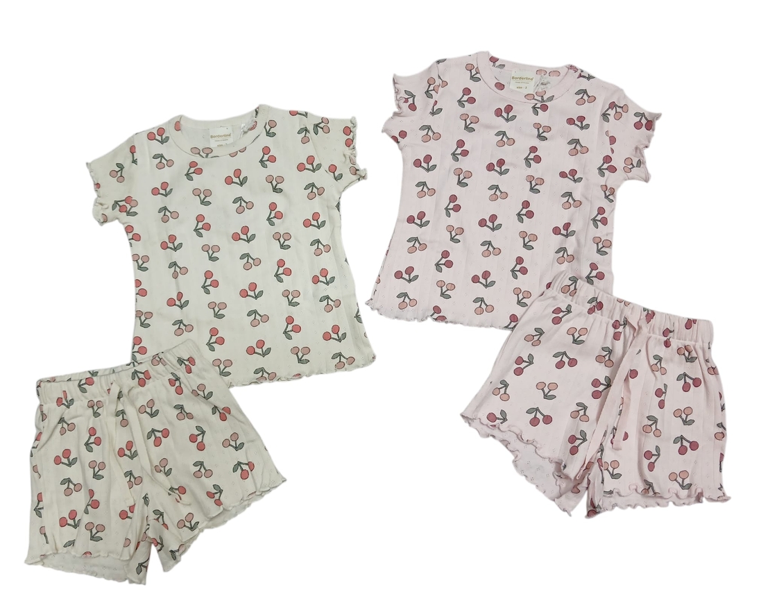 פיג'מה קיץ מדוגמת 2-12 בנות (ורוד/אופוויט)