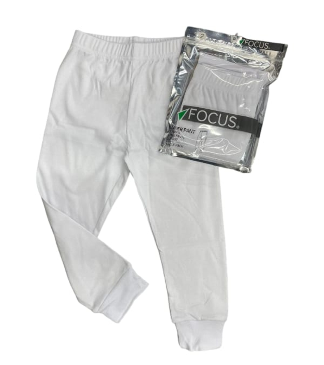 מכנס גטקס פלנל ילדים 2-12 FOCUS לבן