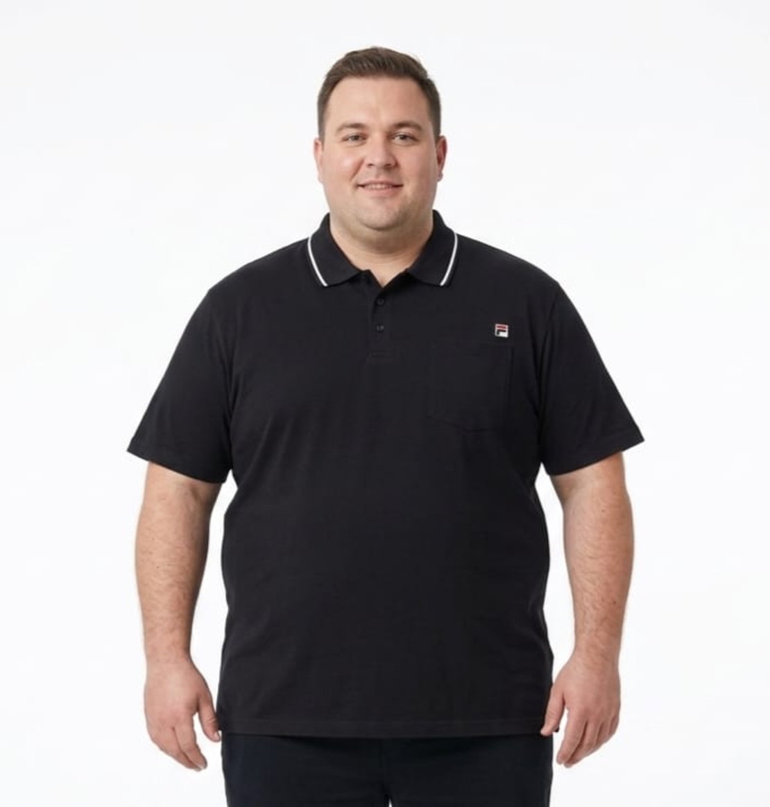 חולצה פולו FILA עם כיס מידות גדולות (שחור)