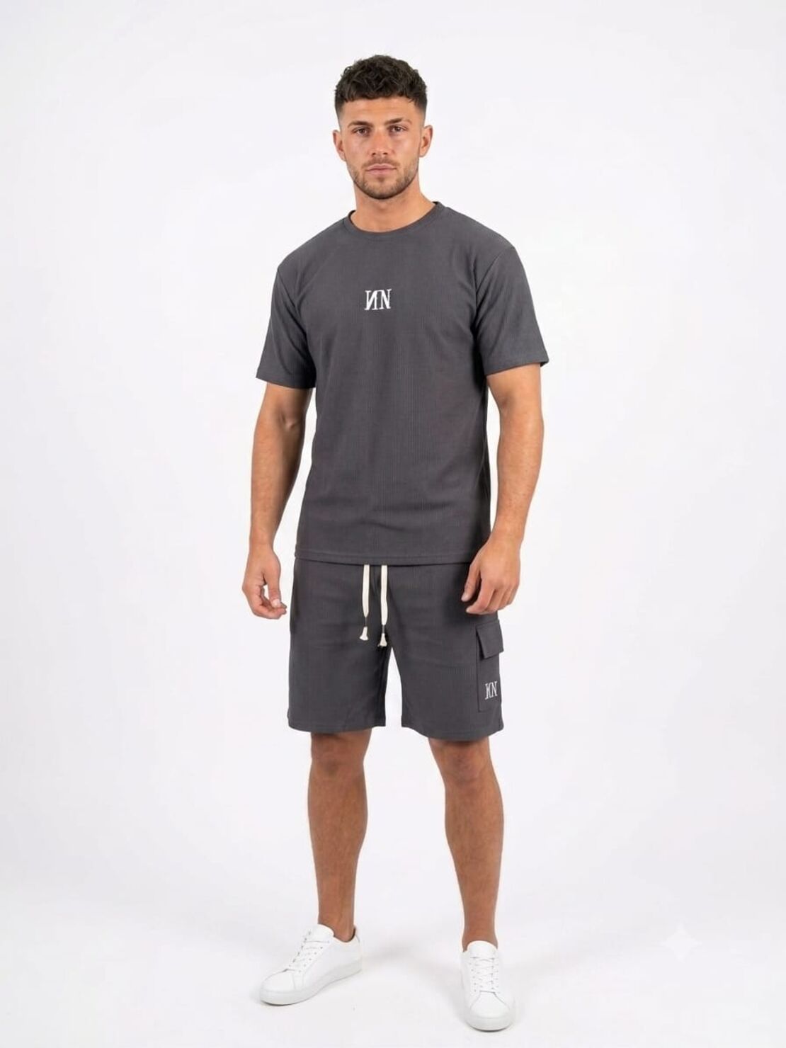 חליפה קיץ מדוגמת S-XXL (אפור/ירוק)