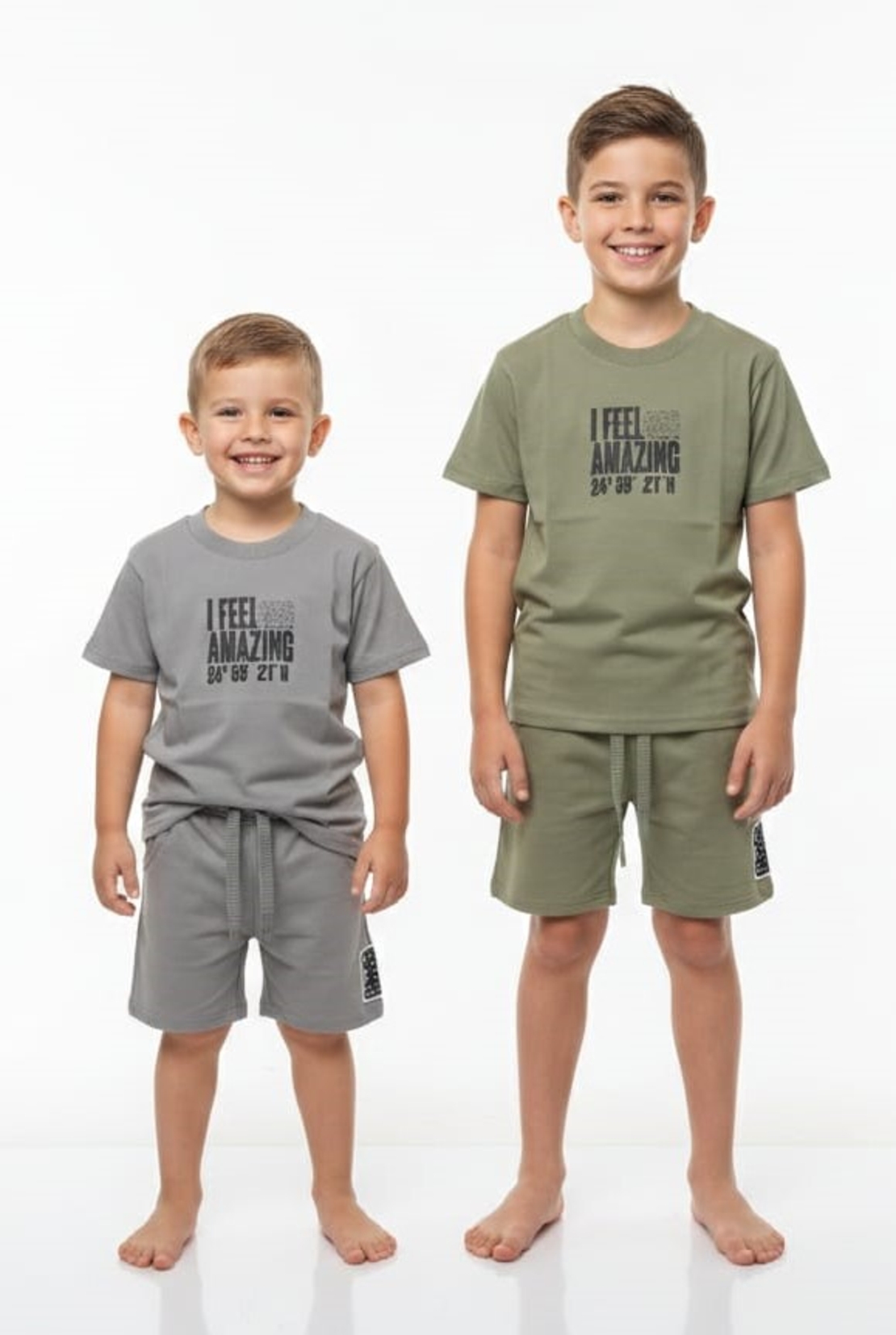 חליפה קיץ מדוגמת 2-10 בנים (ירוק/אפור)