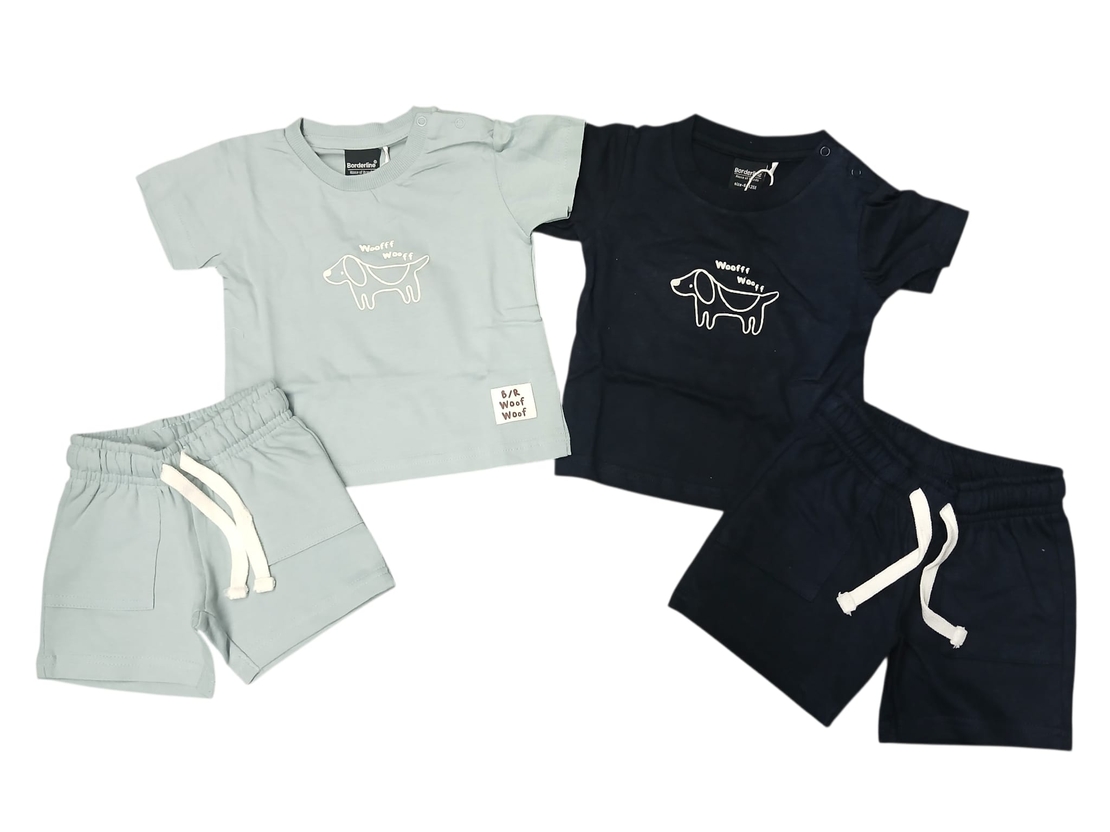 חליפה קיץ מדוגמת 6-24M תינוקות בנים (תכלת/כחול)