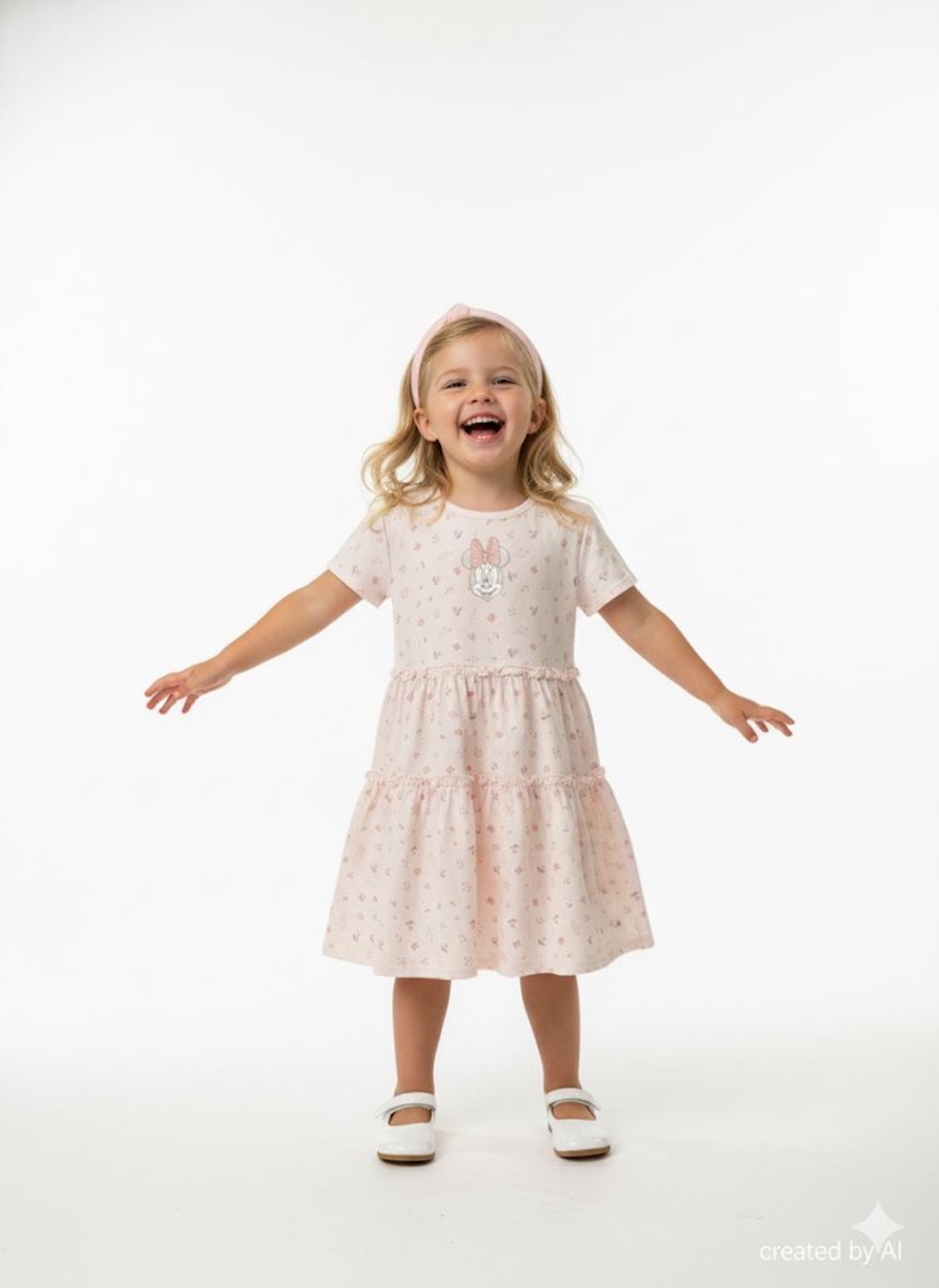 שמלה DELTA קיץ 2-10 בנות מיני מאוס ורוד בהיר