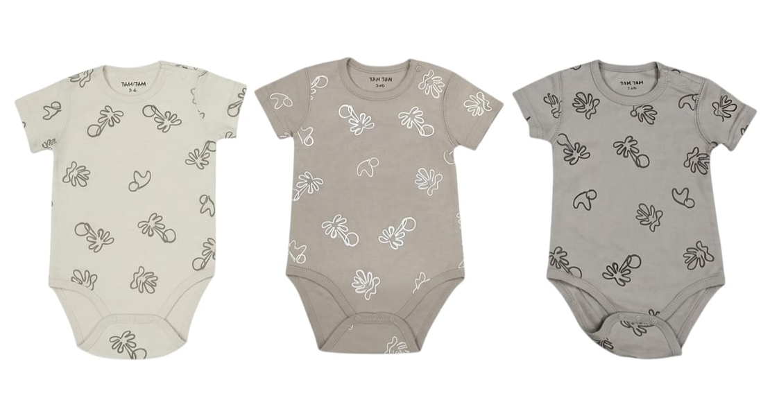 בגד גוף קיץ מדוגם 3-24M תינוקות בנים (ירוק/אפור/אופוויט)